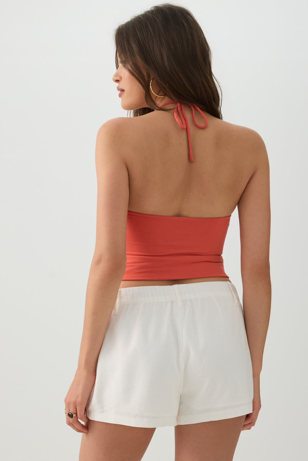 Linen Blend Mid Rise Shorts