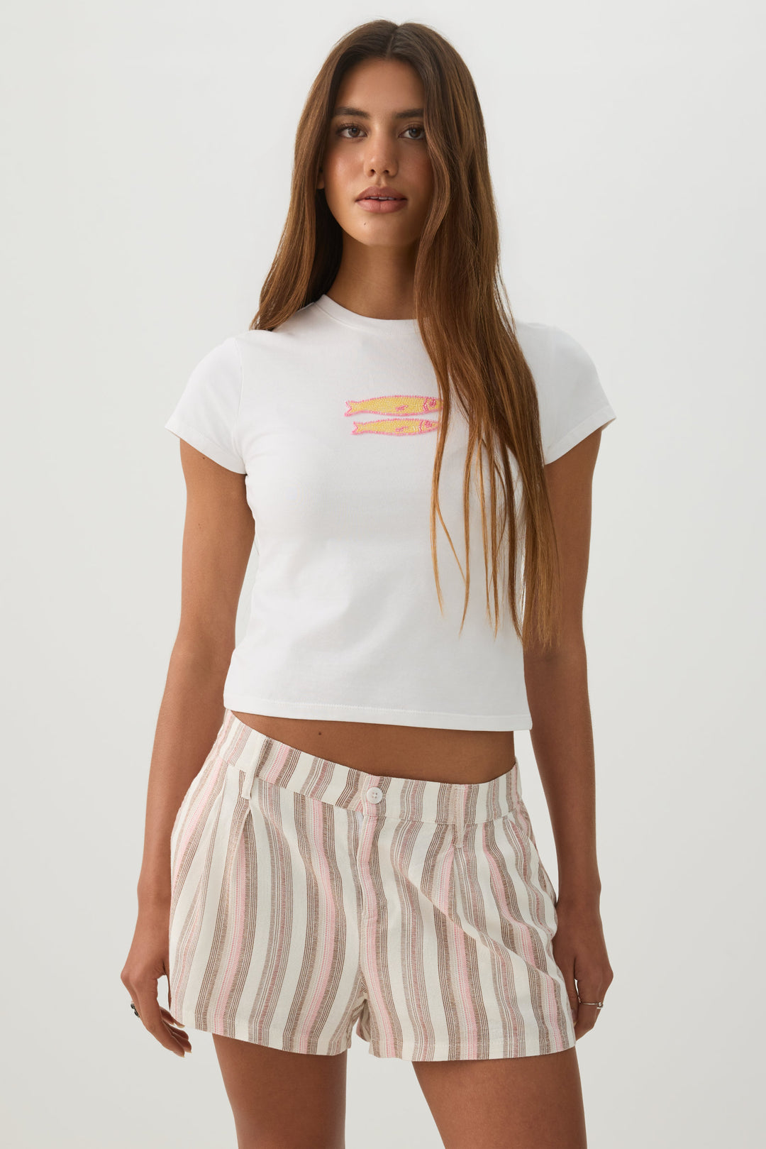 Linen Blend Mid Rise Shorts