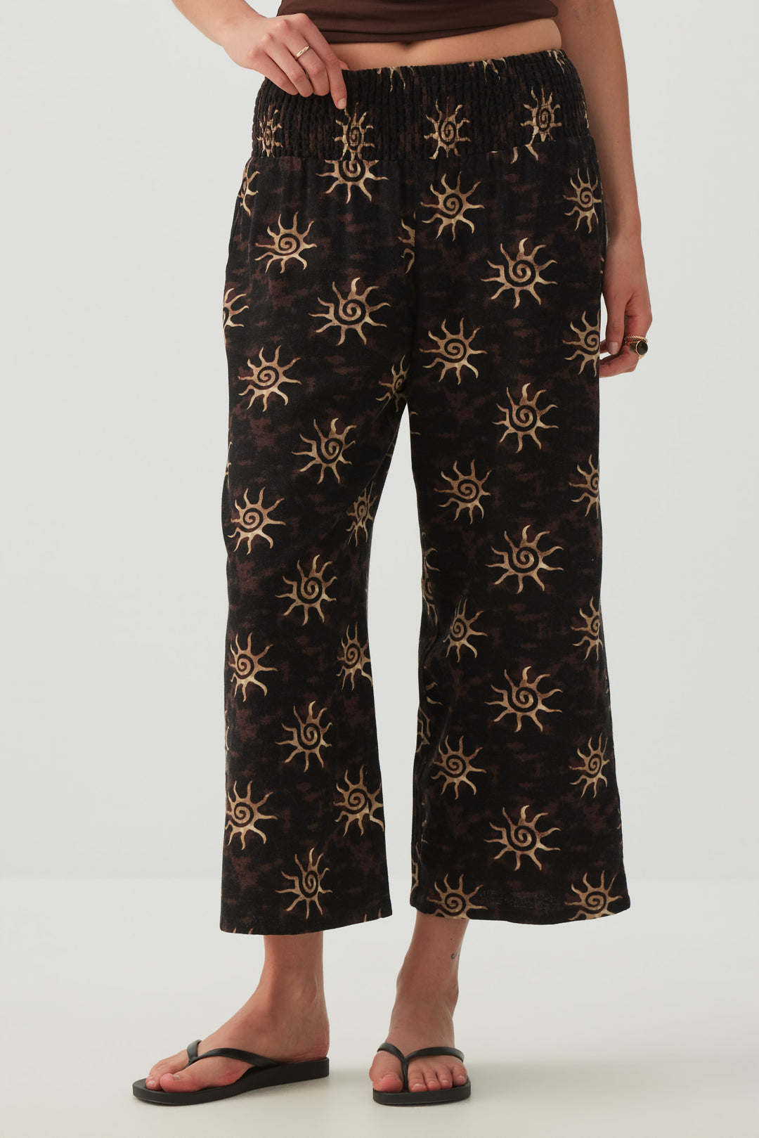 Jupe-culotte taille haute en mélange de lin