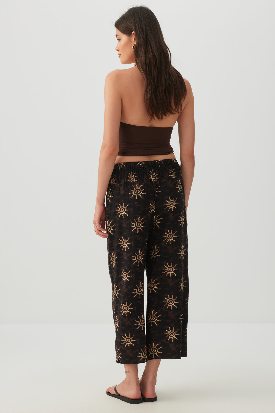 Jupe-culotte taille haute en mélange de lin