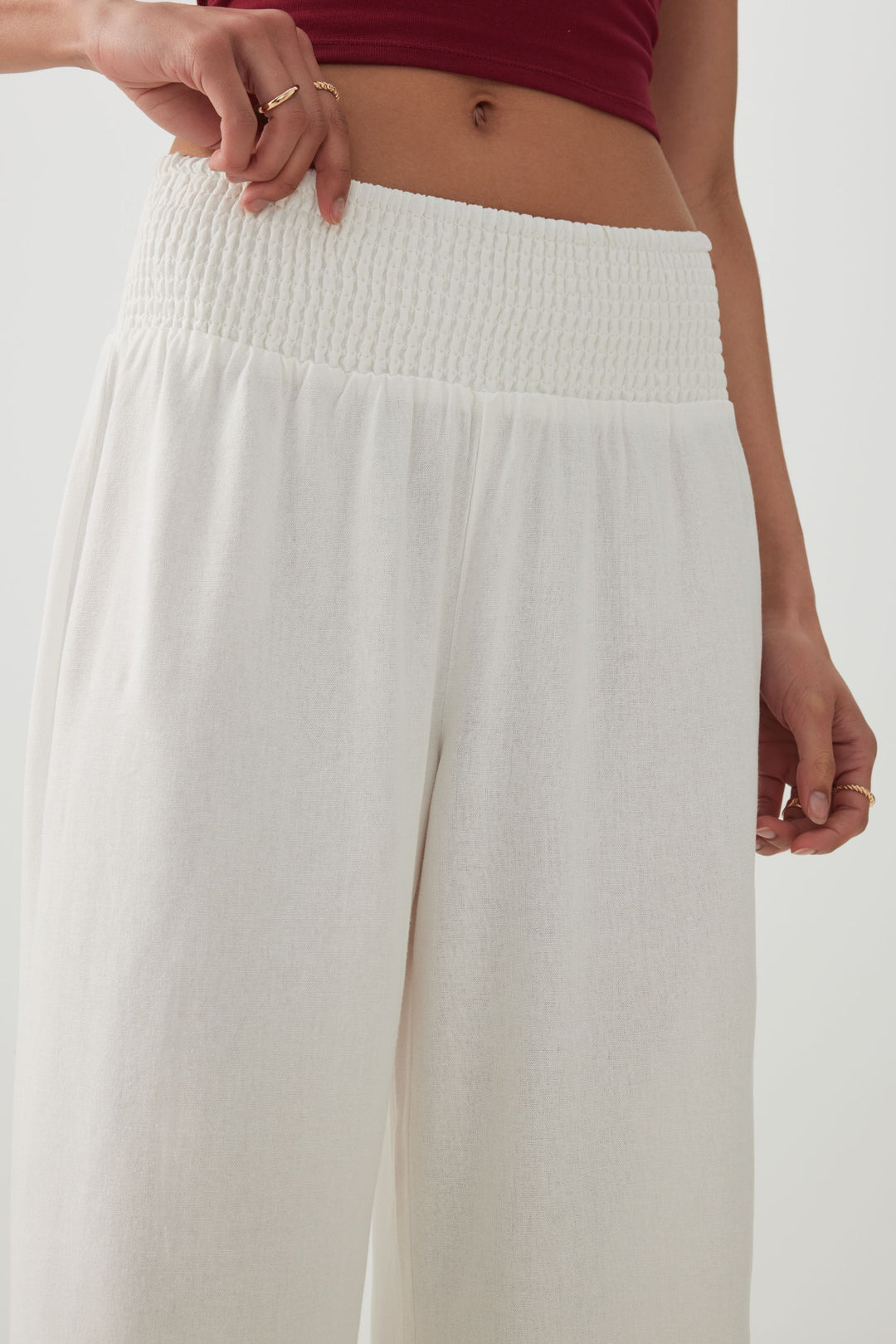 Jupe-culotte taille haute en mélange de lin