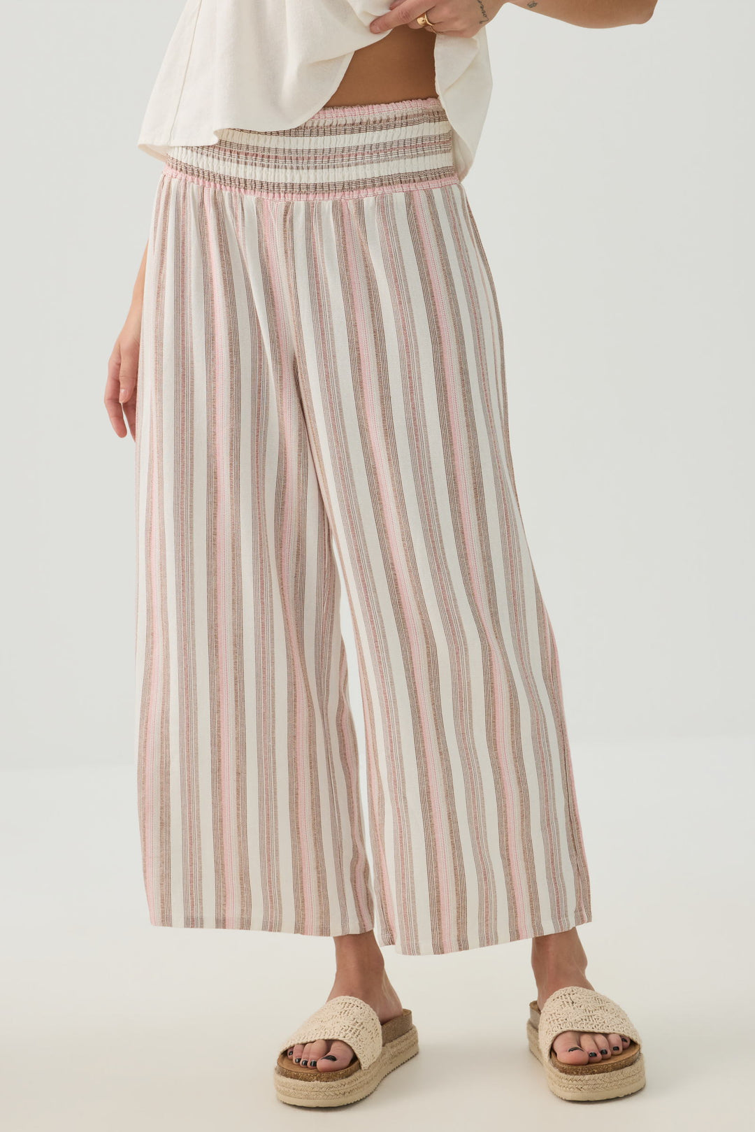 Jupe-culotte taille haute en mélange de lin