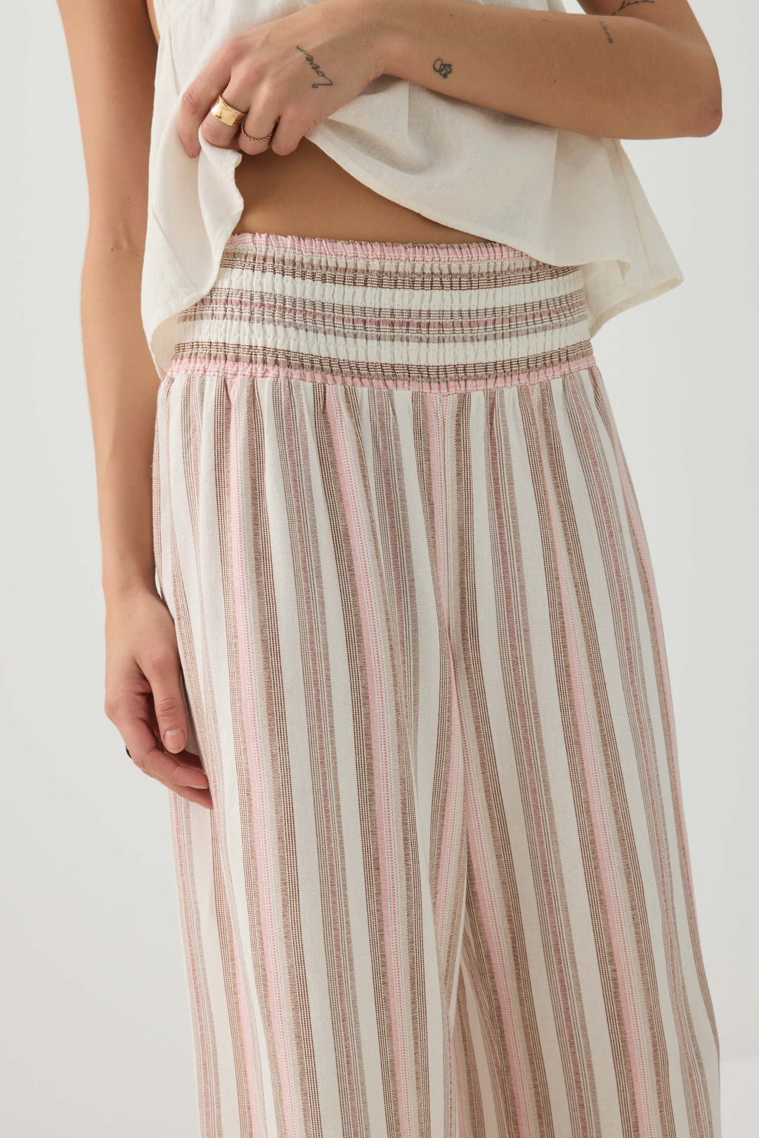 Jupe-culotte taille haute en mélange de lin