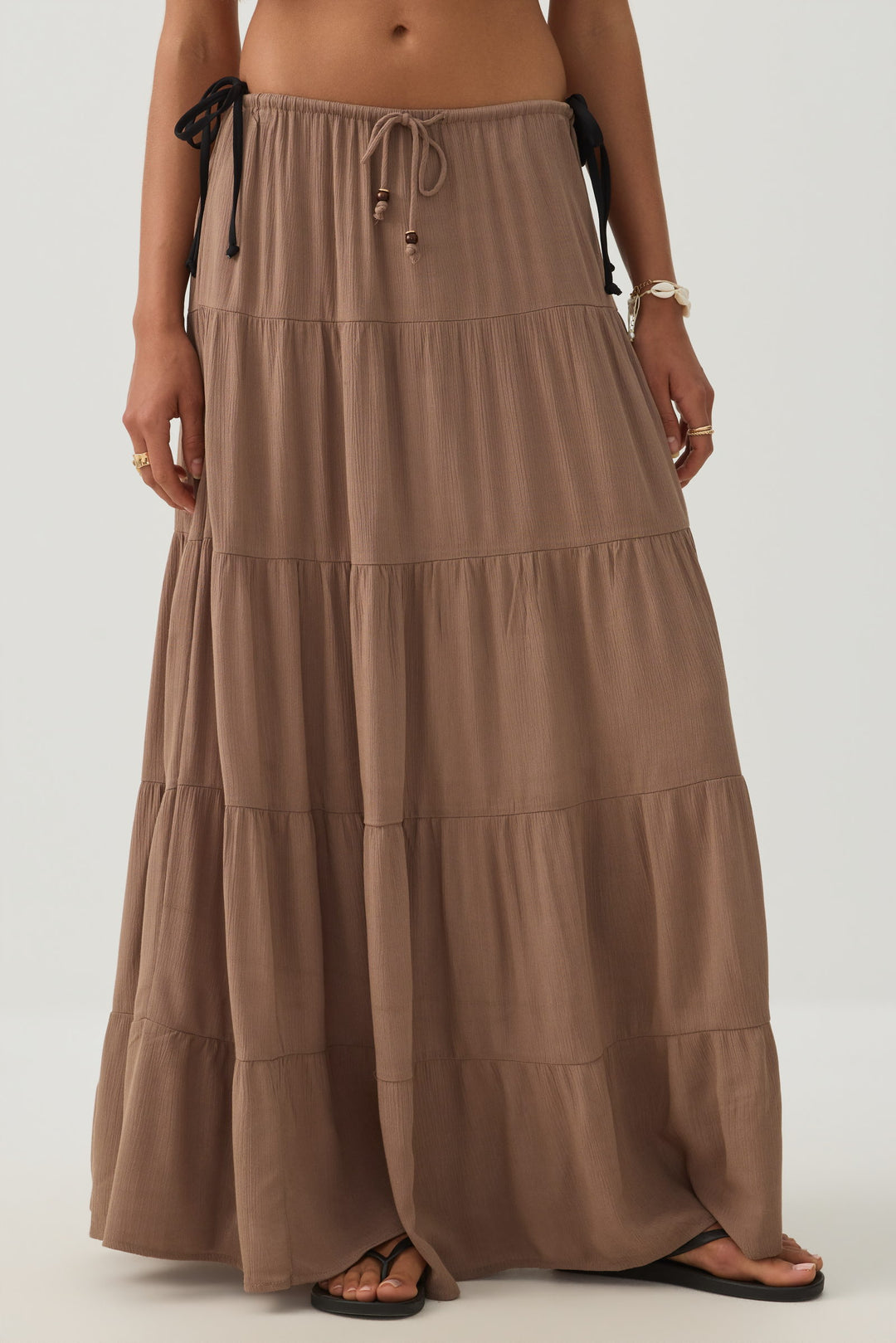 Textured Tiered Maxi Skirt