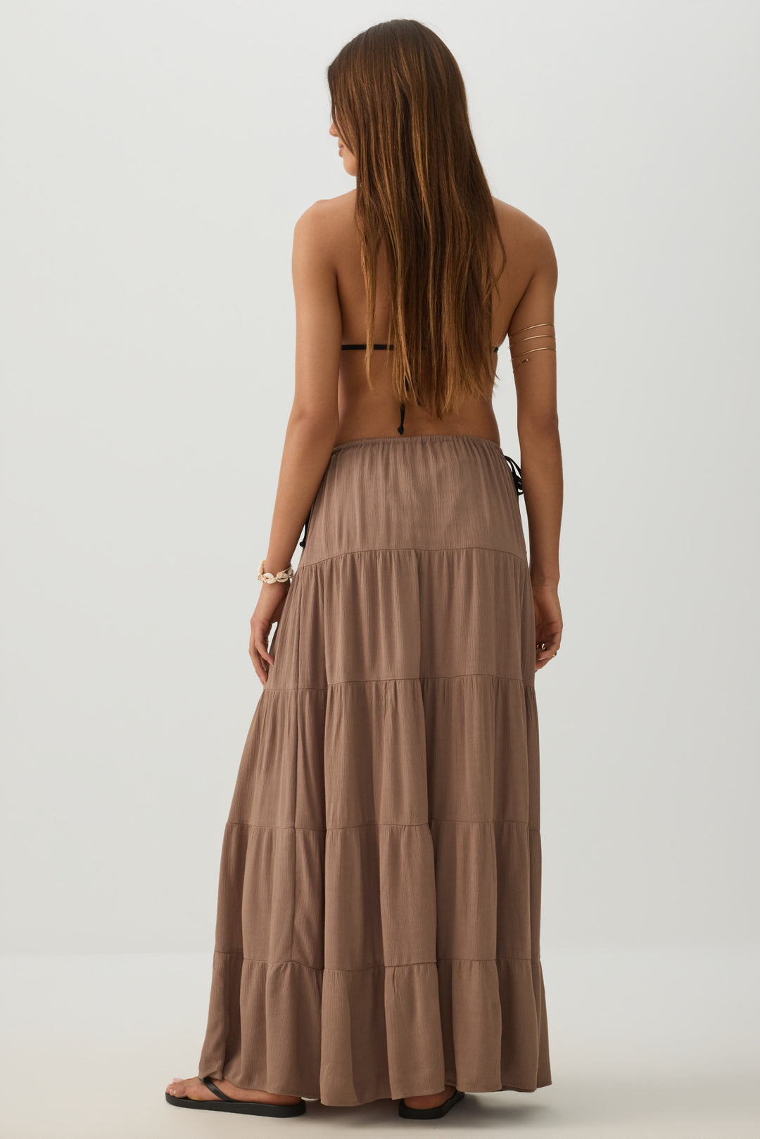 Textured Tiered Maxi Skirt