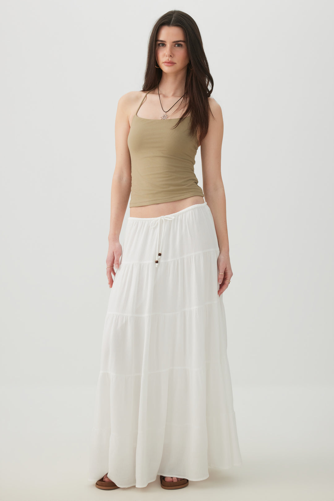Textured Tiered Maxi Skirt