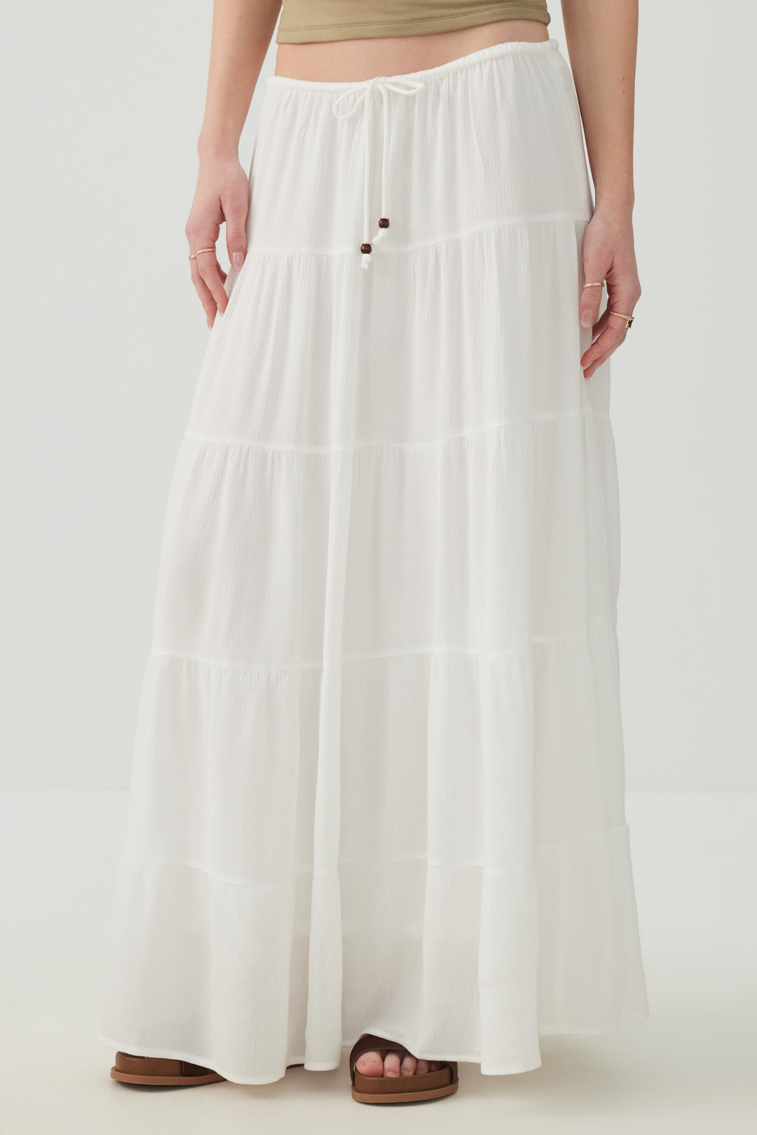 Textured Tiered Maxi Skirt