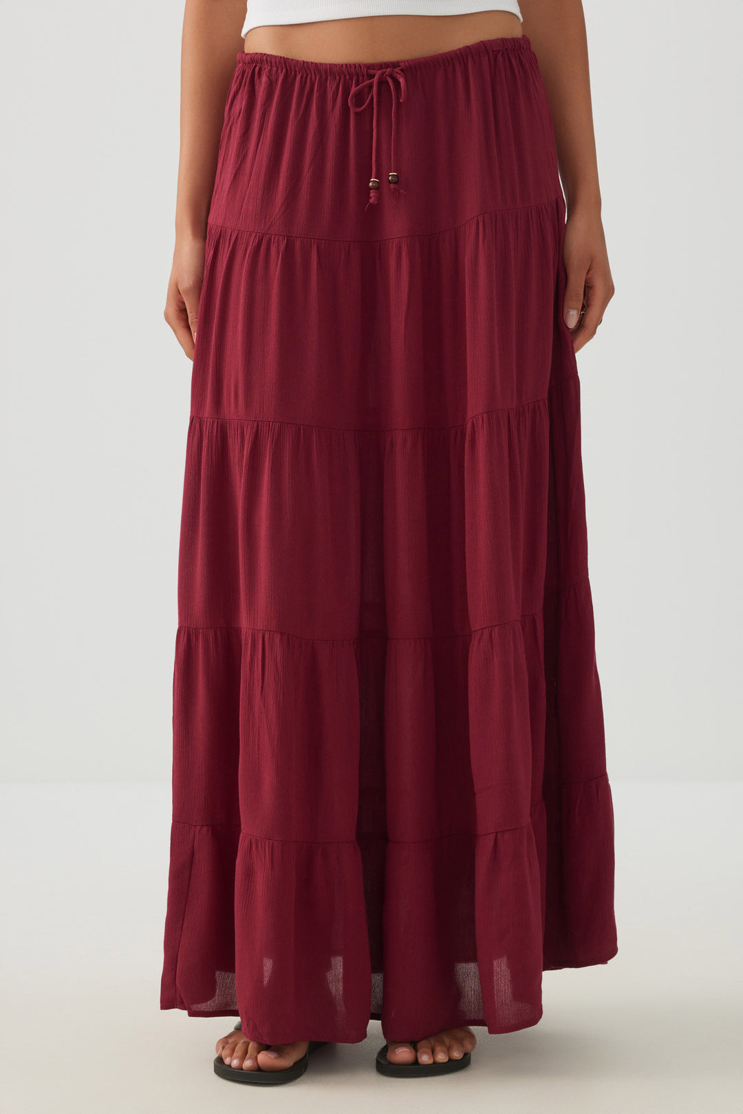 Textured Tiered Maxi Skirt
