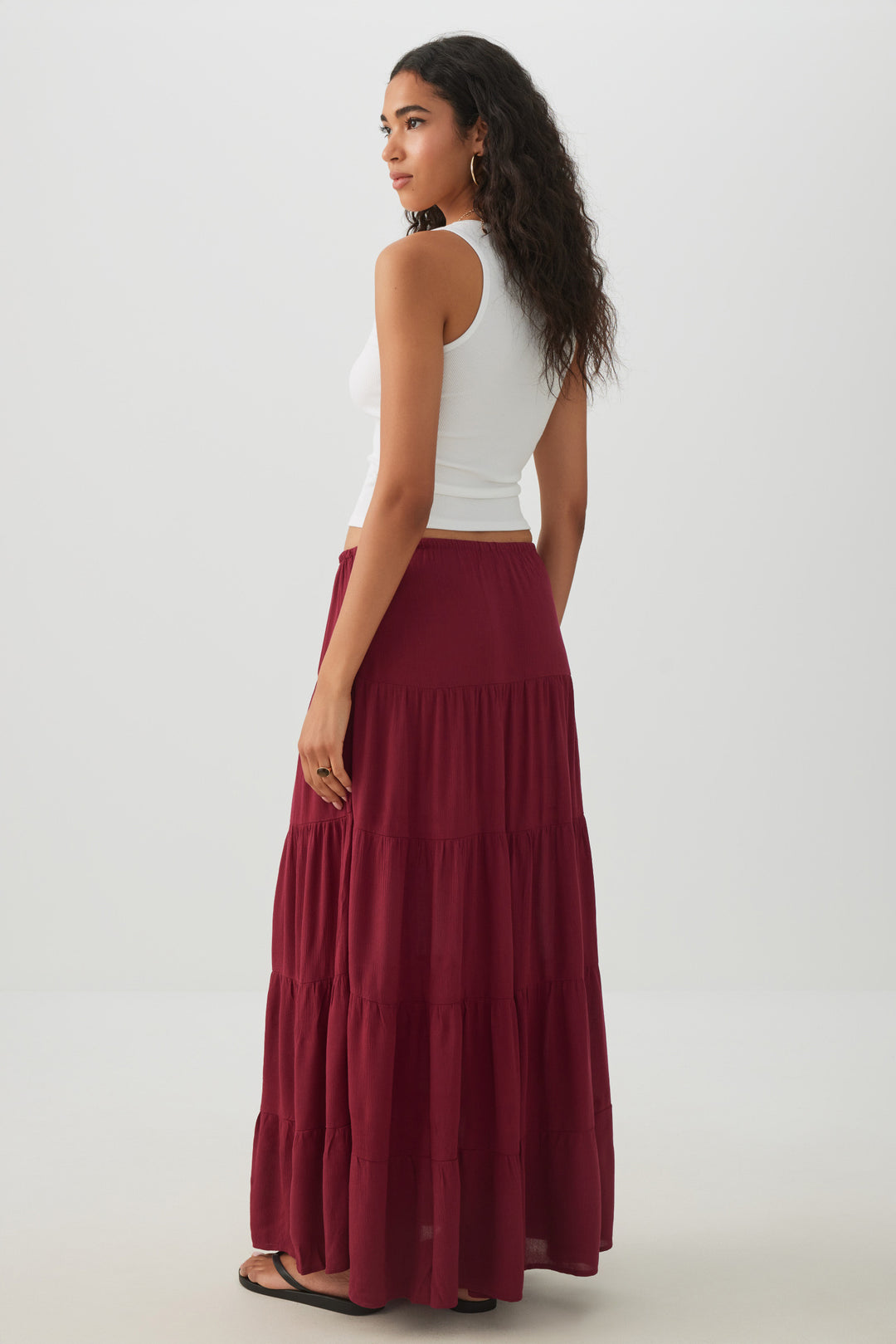 Textured Tiered Maxi Skirt
