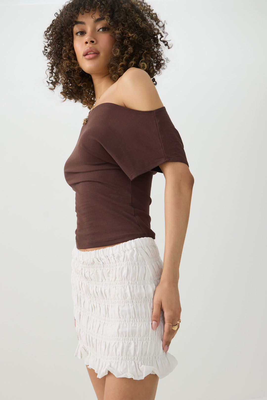Jupe mini smockée