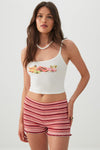 Camisole courte côtelée graphique