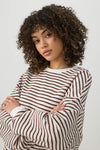 Oversized Striped Rib Crew Neck Sweatshirt