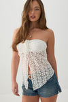 Haut tube en dentelle florale