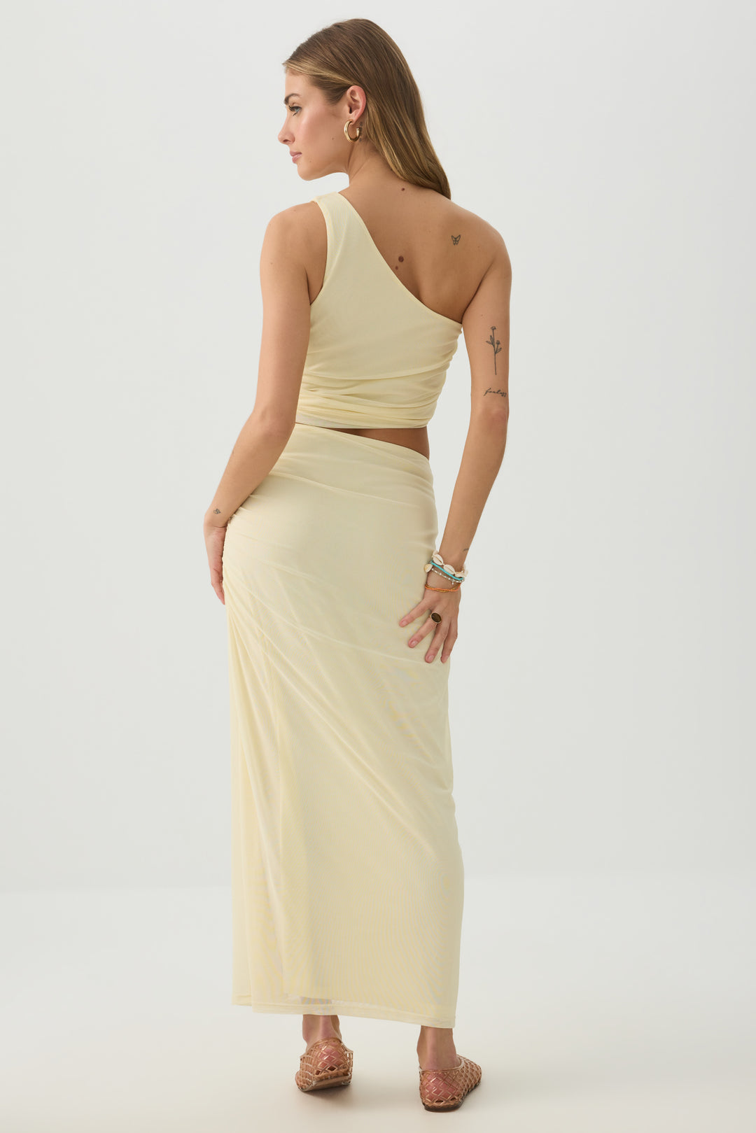 Mesh One-Shoulder Maxi Dress