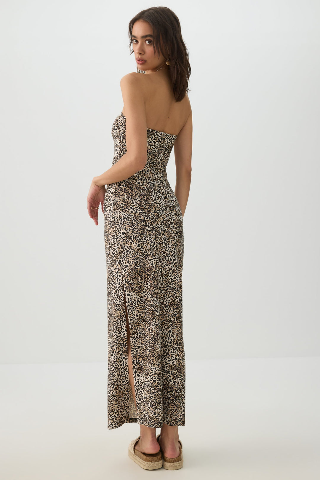 Leopard Tube Top Maxi Dress