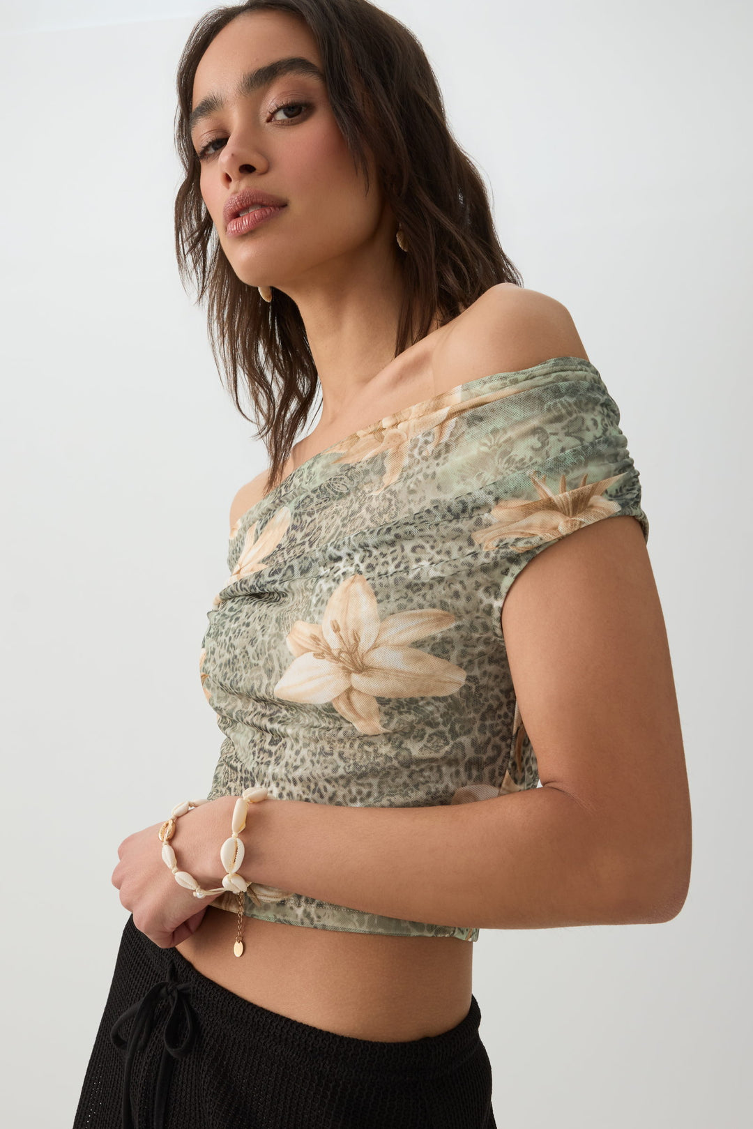 Mesh Off Shoulder Top