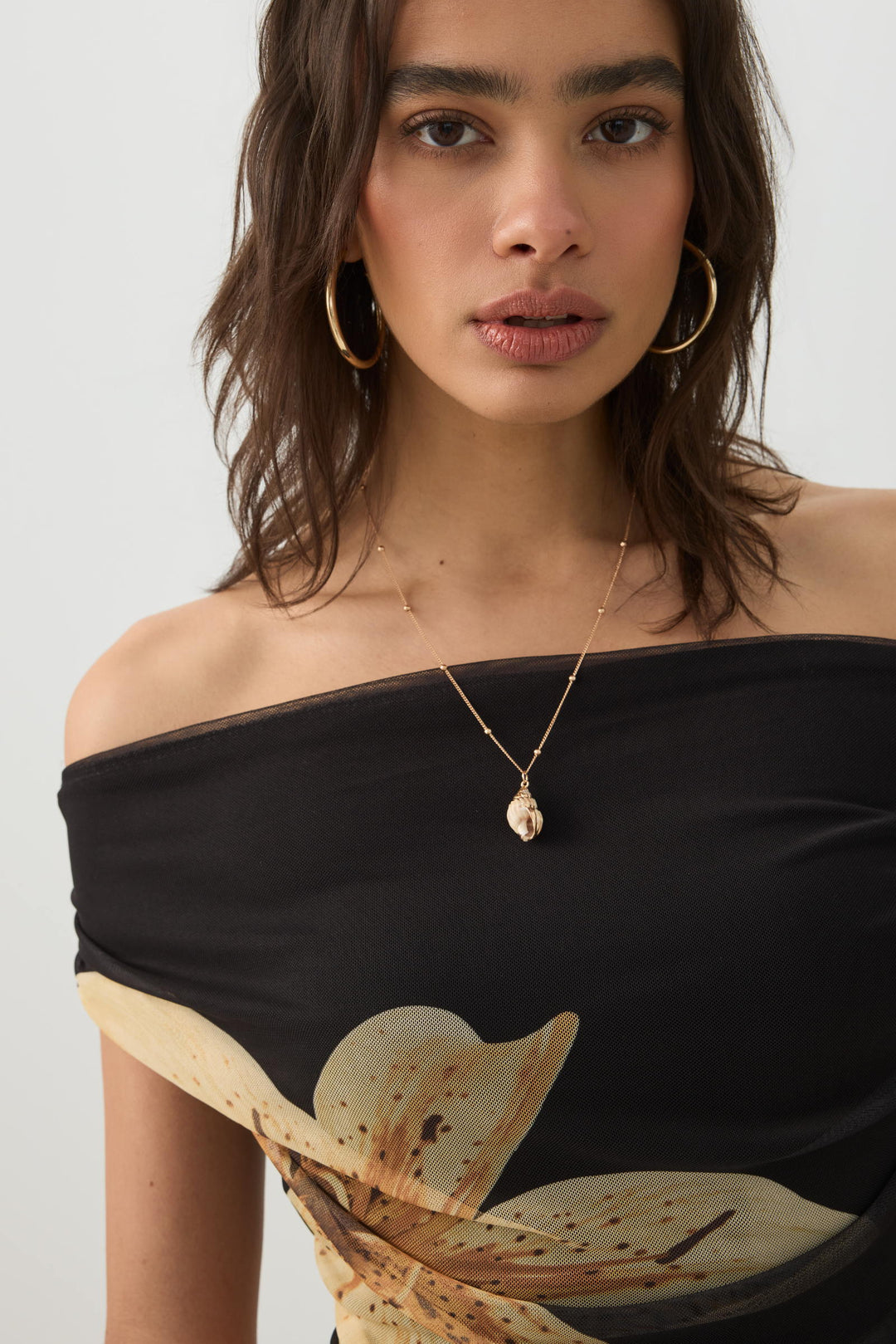 Mesh Off Shoulder Top
