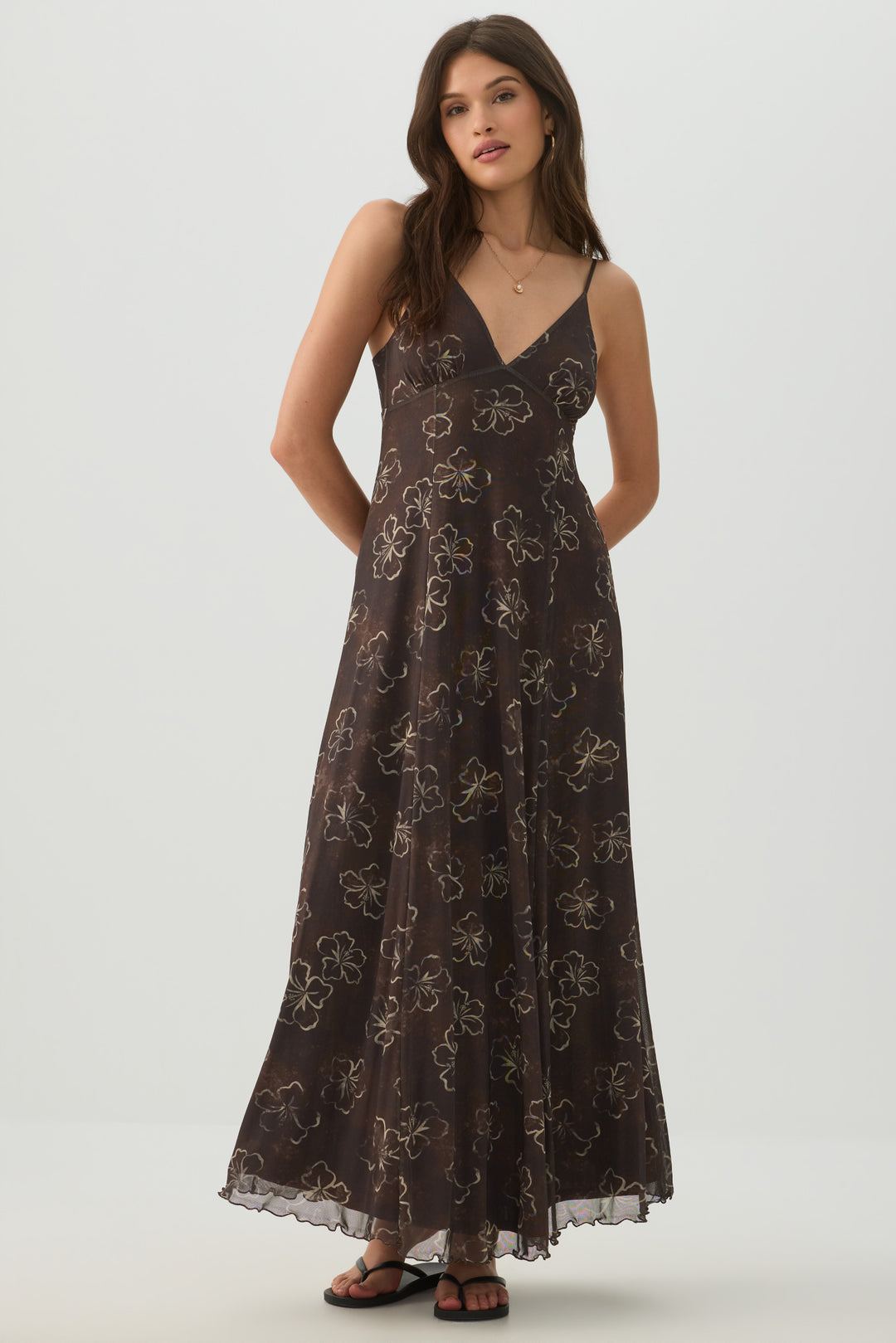 Floral Mesh Maxi Dress