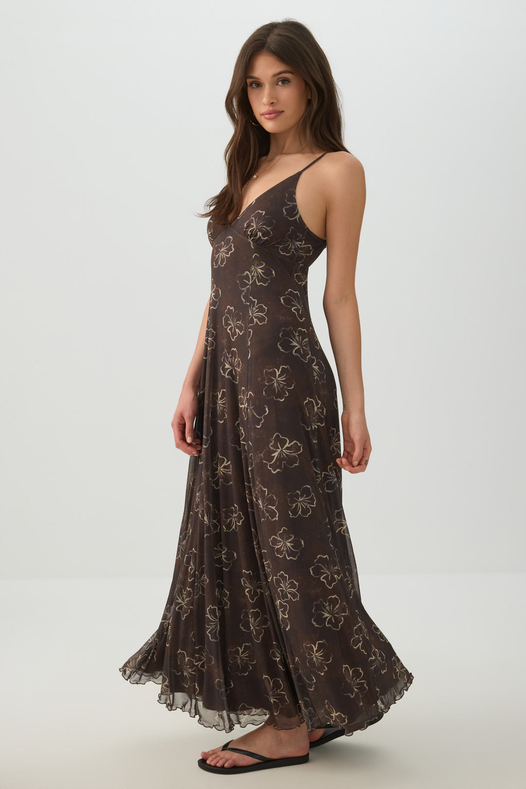 Floral Mesh Maxi Dress