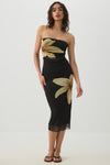Strapless Mesh Midi Dress
