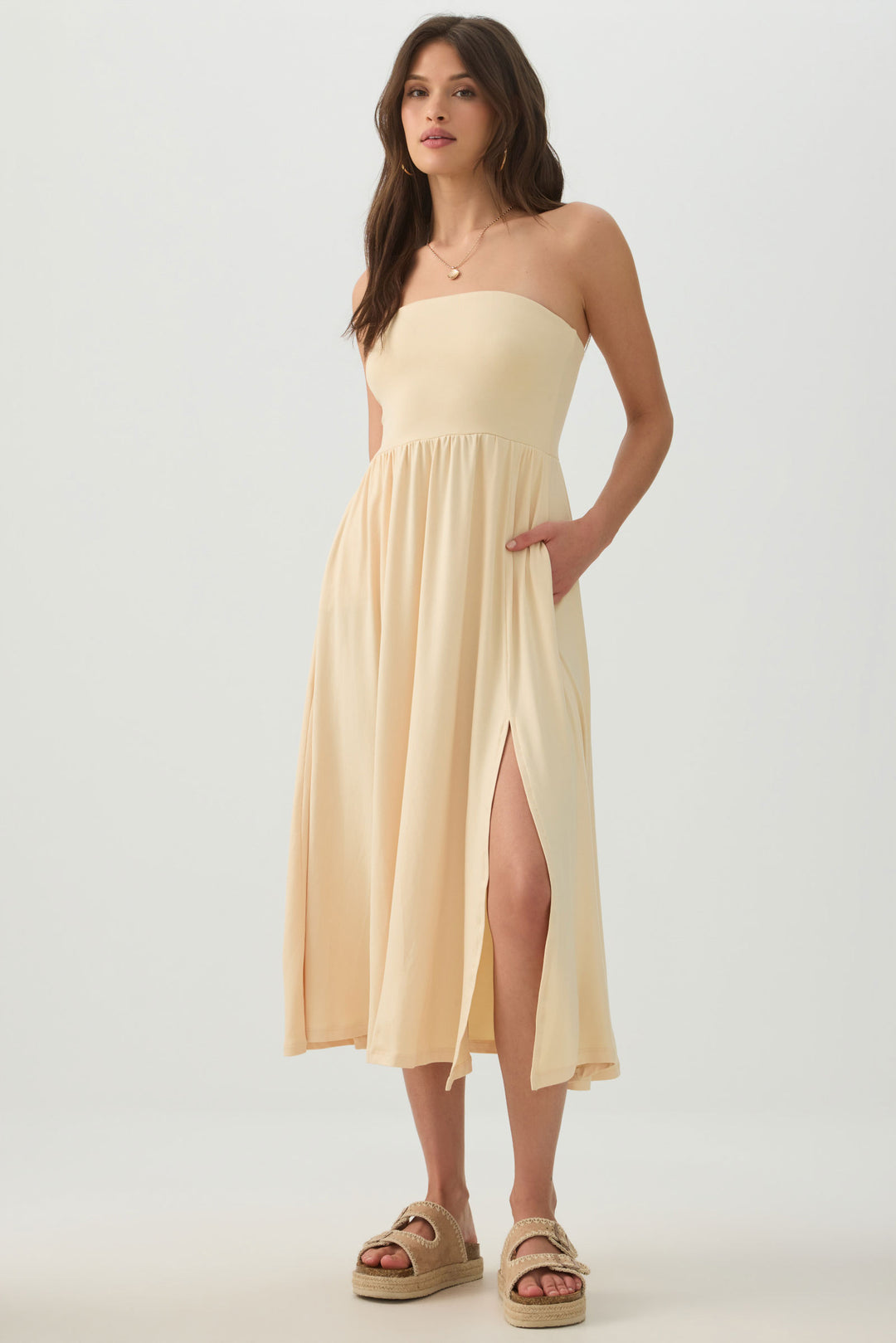 Ardene Women's Viral Knit Tube Dress in Light Yellow | Size XS