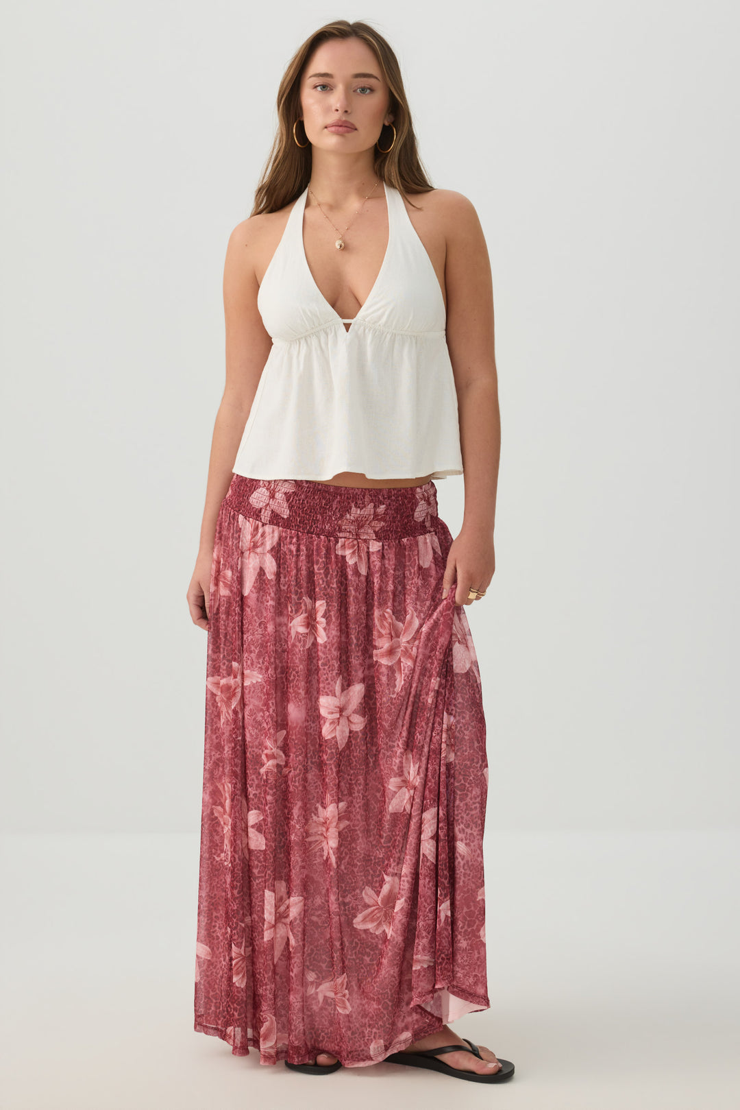 Linen Blend Halter Tank Top