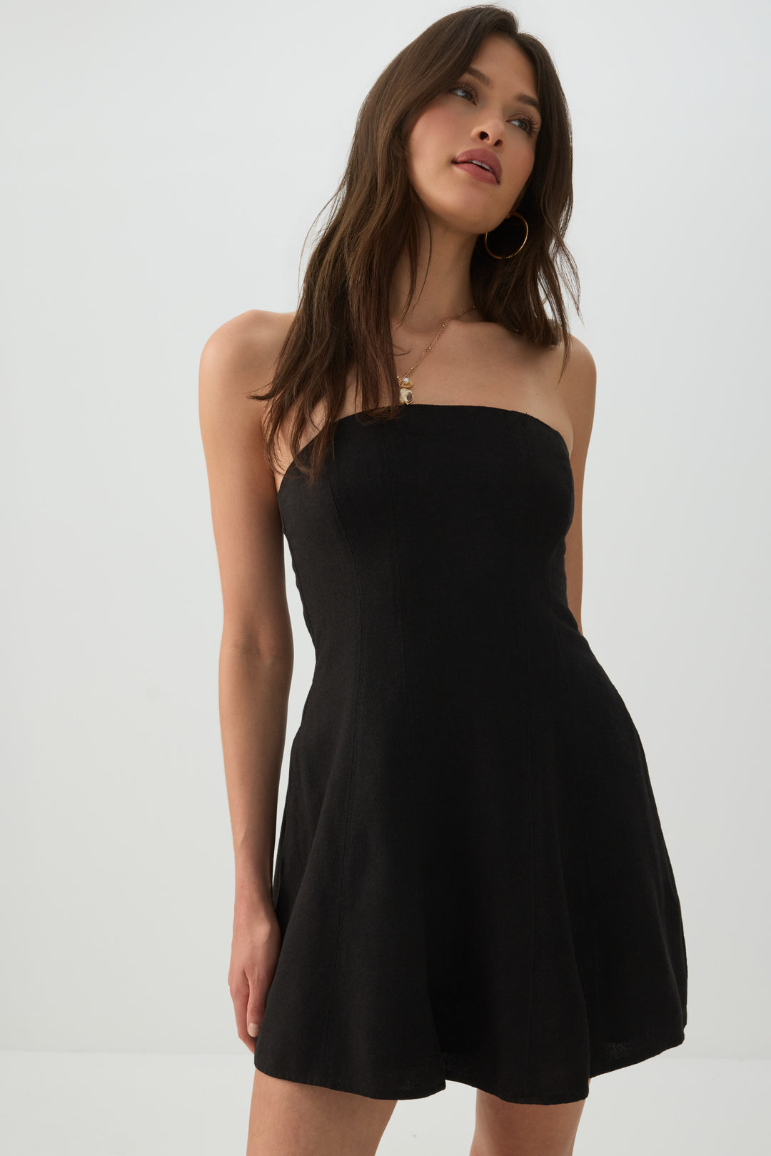 Mini Linen-Blend Tube Top Dress