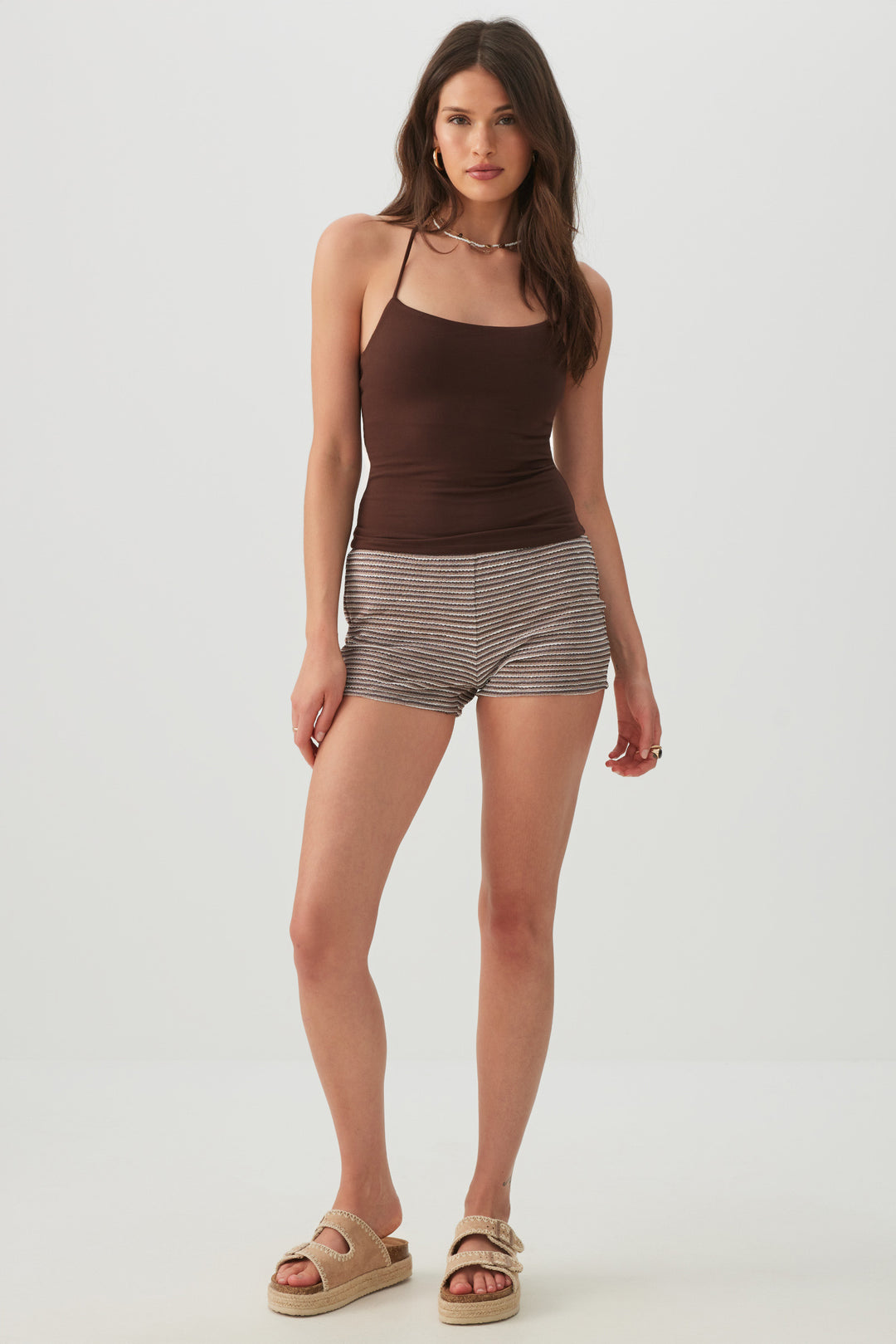 Short micro en tricot rayé
