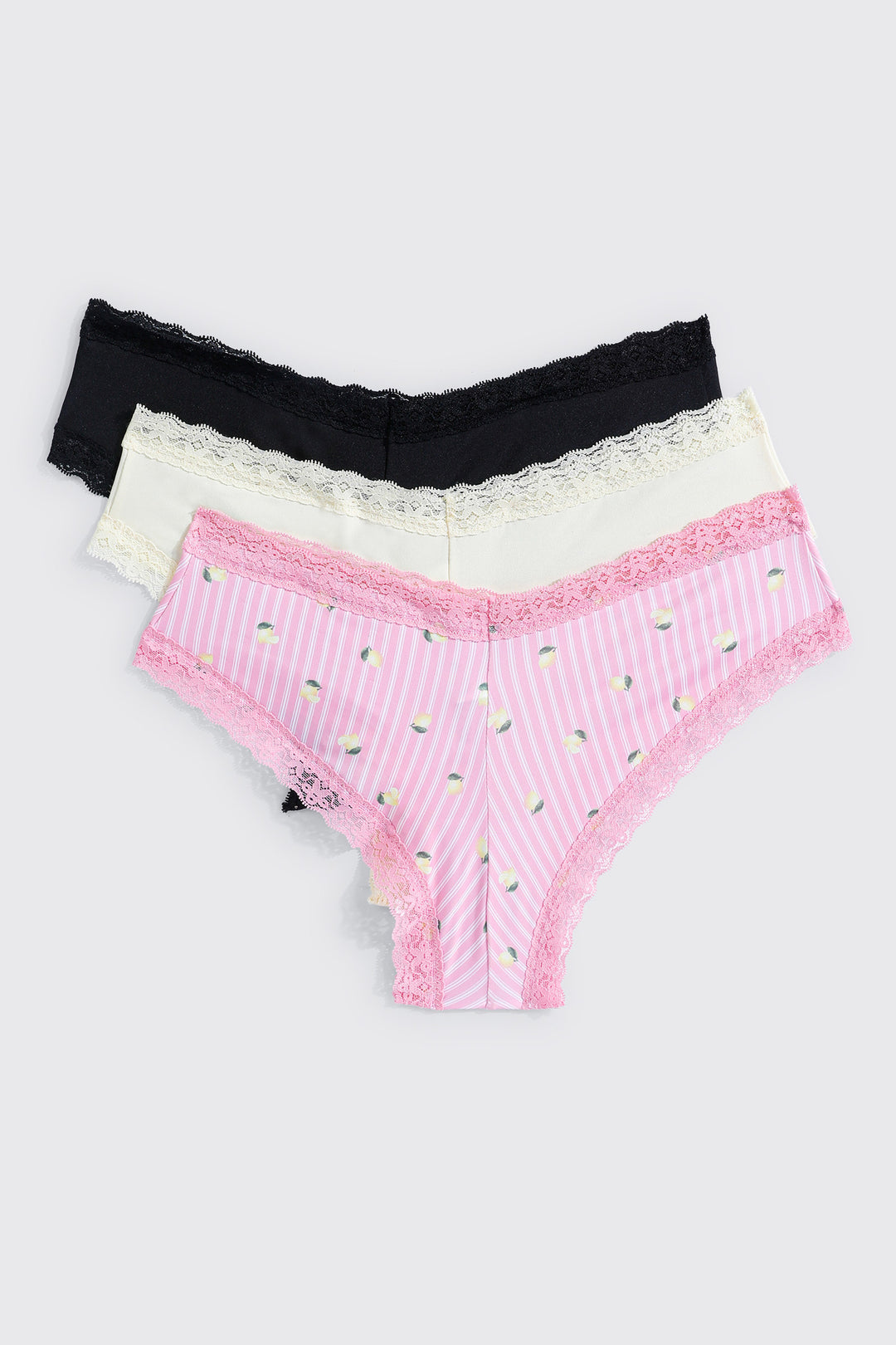 3-Pack Lace Trim Cheeky Panties