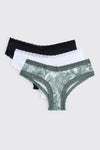 3-Pack Lace Trim Cheeky Panties