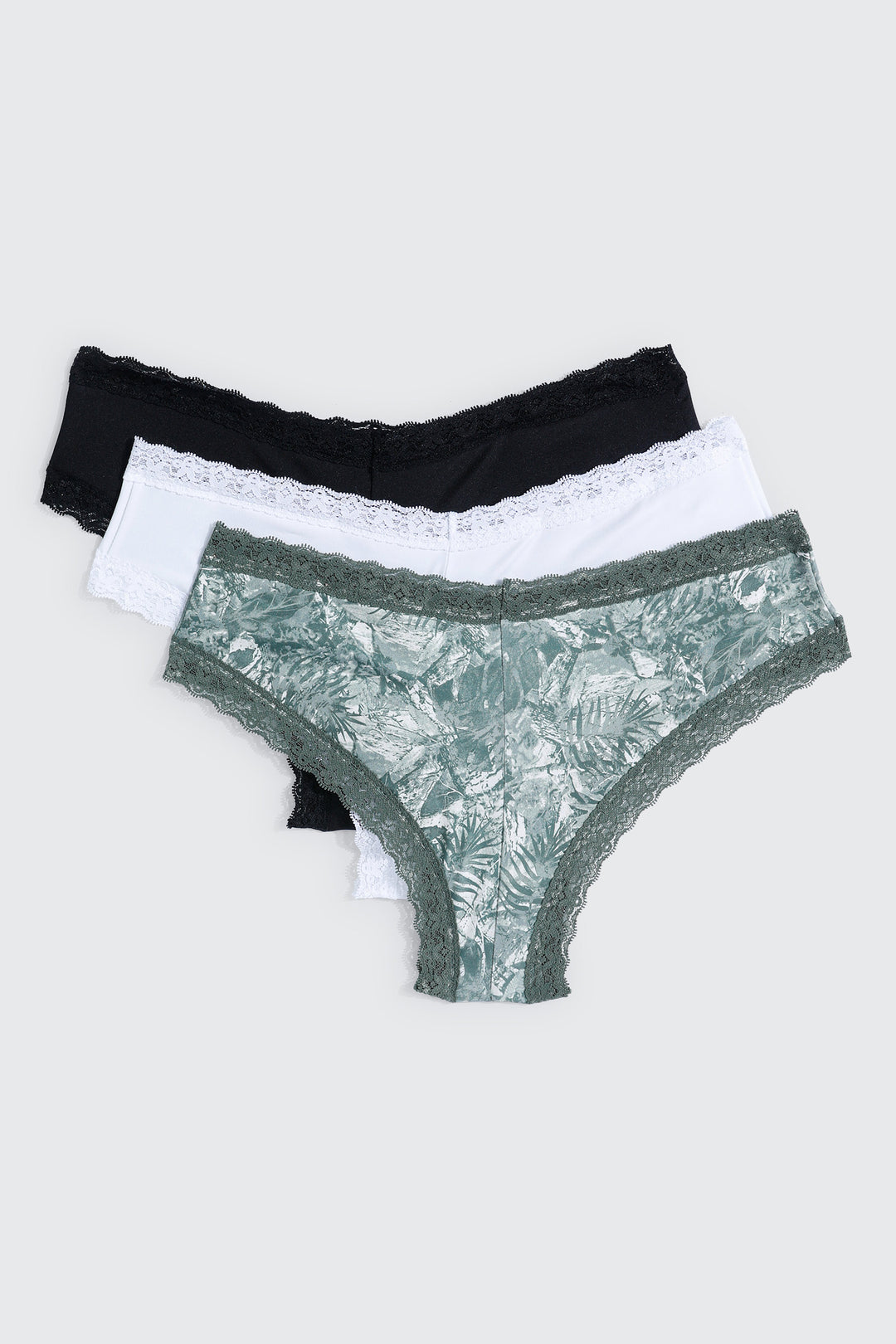 3-Pack Lace Trim Cheeky Panties