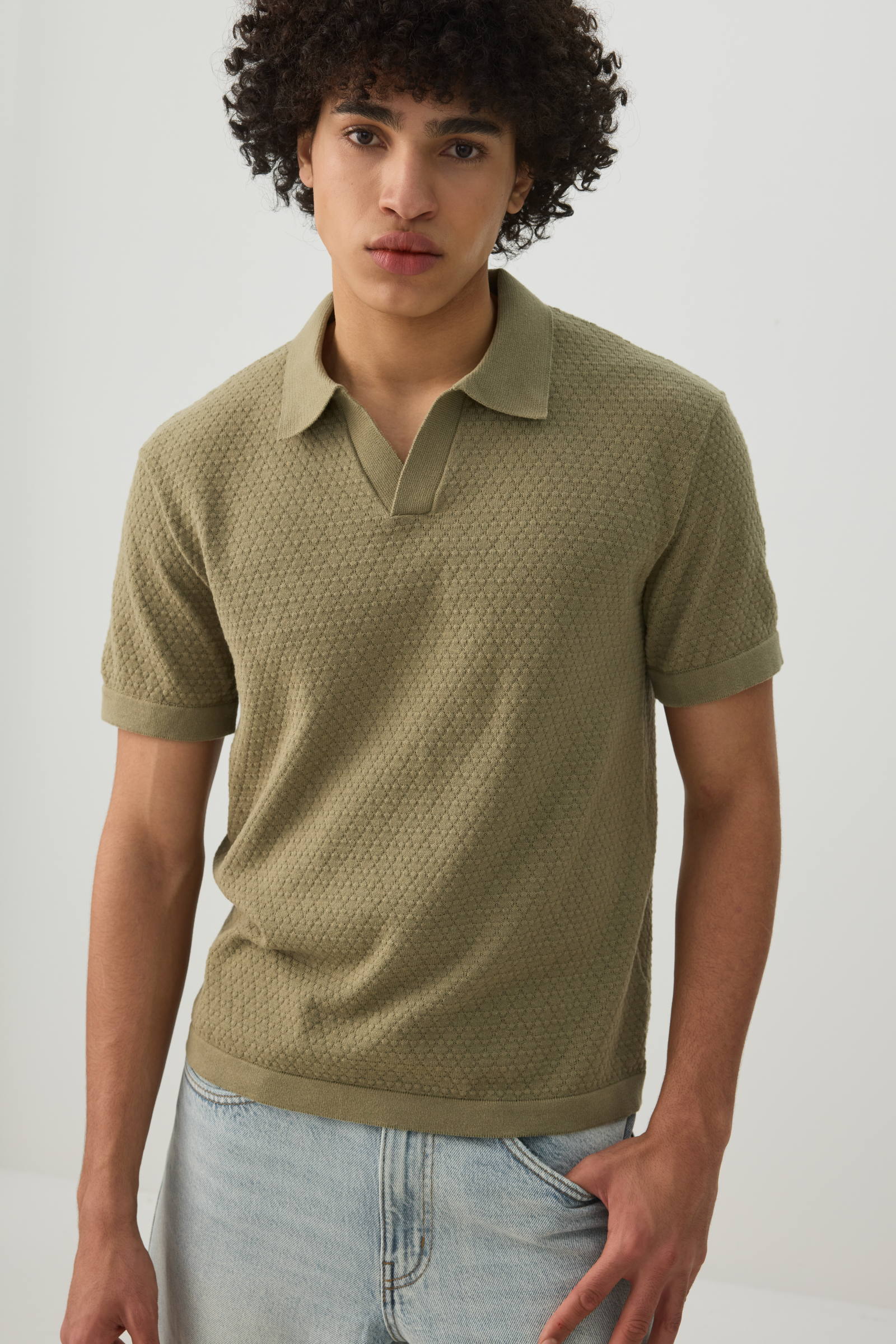 Textured Knit Johnny Collar Top | Ardene
