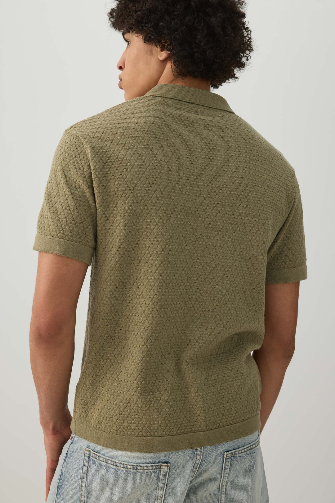 Textured Knit Johnny Collar Top