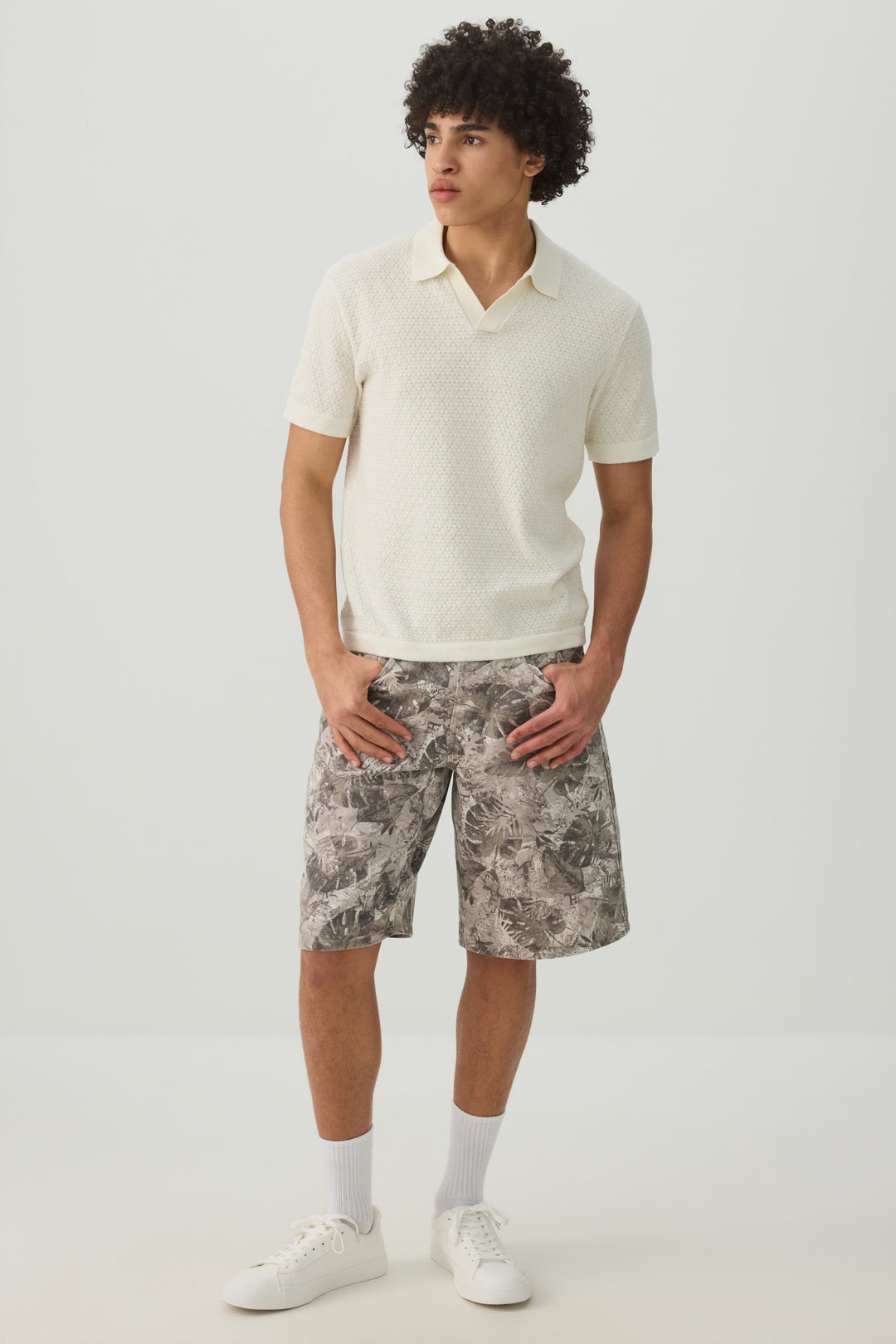 Haut en tricot texturé à col Johnny