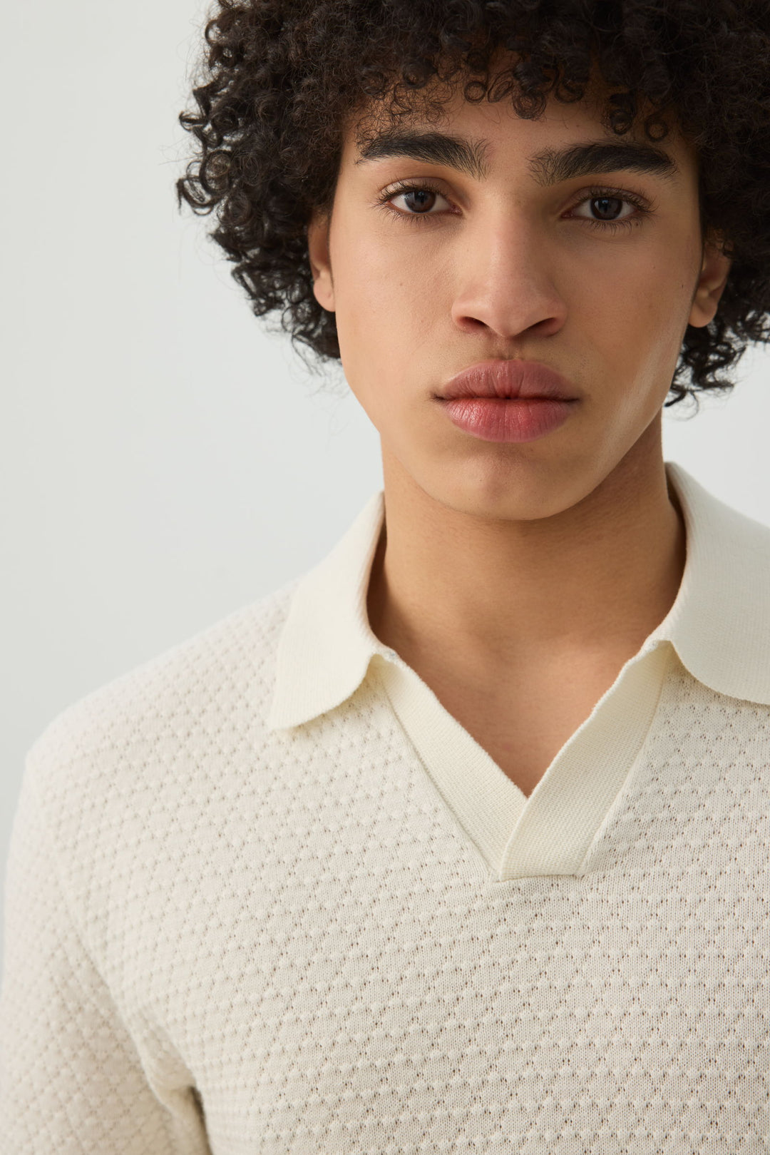 Haut en tricot texturé à col Johnny