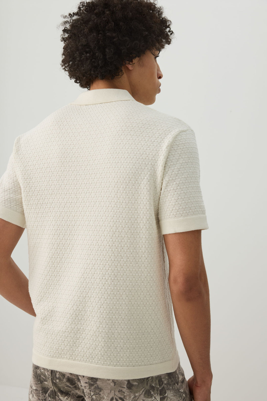 Haut en tricot texturé à col Johnny