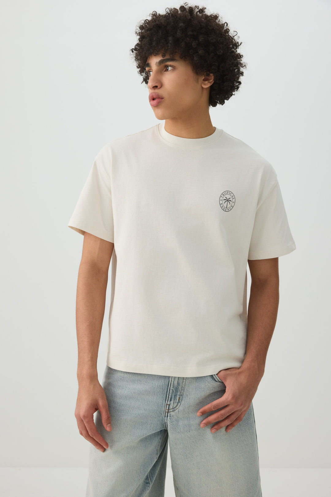T-shirt carrée imprimé à col rond
