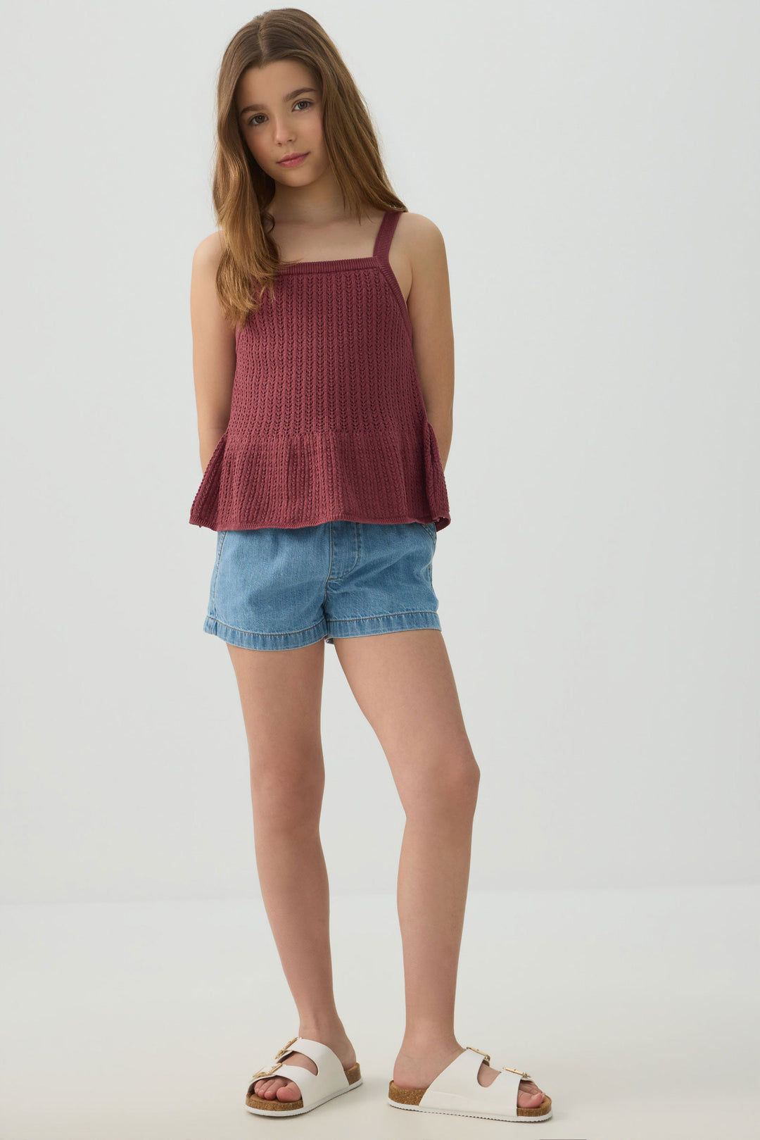 Textured Knit Peplum Tank