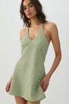 Robe licou rayée en tricot texturé