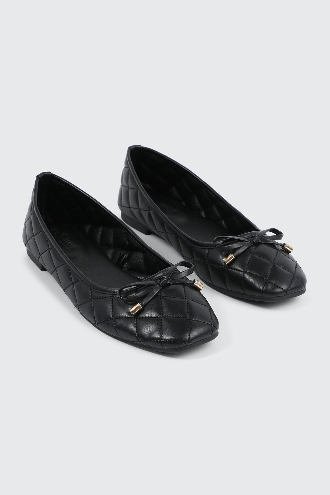 Quilted Square Toe Ballet Flats