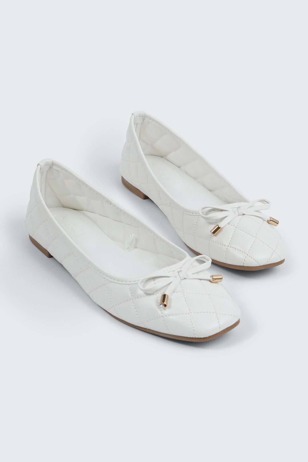 Quilted Square Toe Ballet Flats