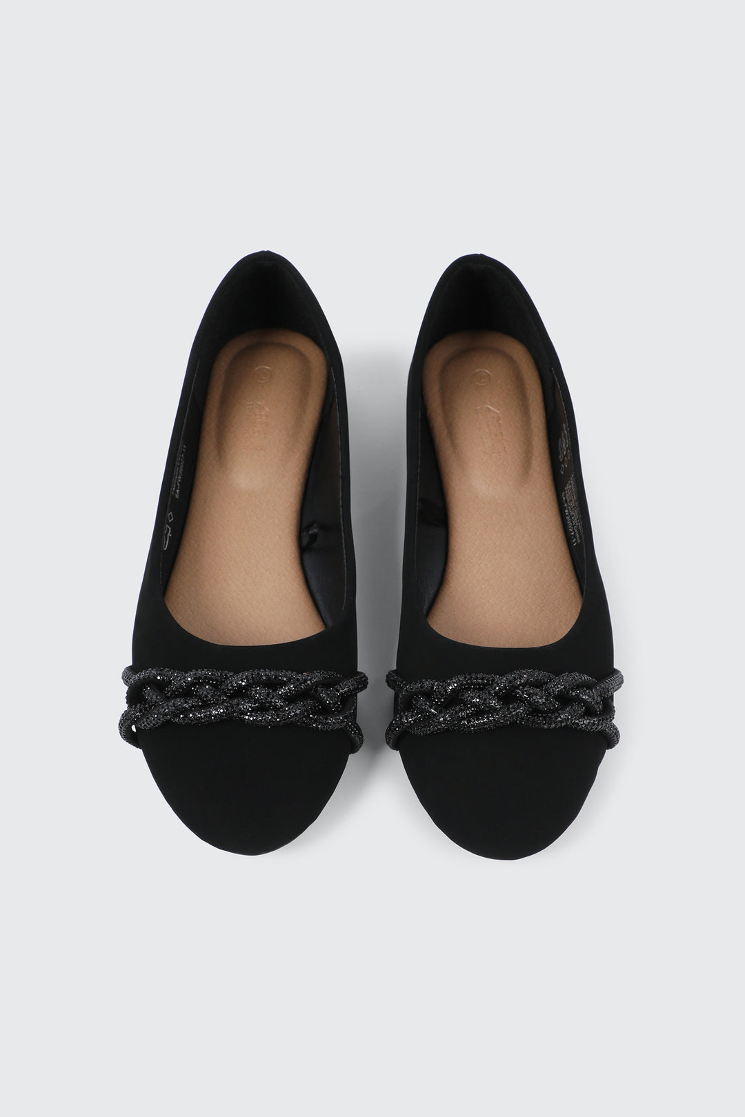 Faux Suede Ballet Flats with Braided Detail