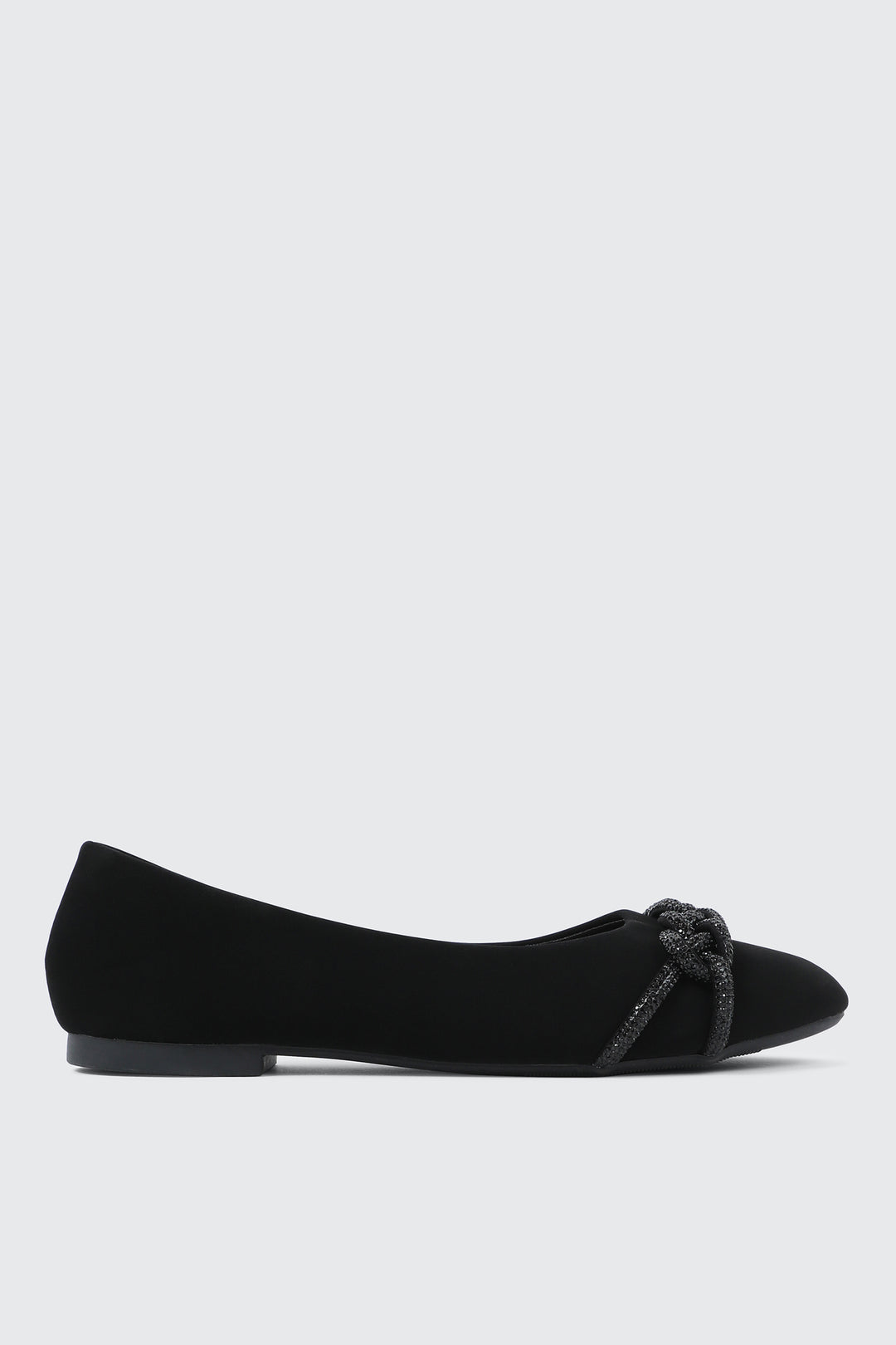 Faux Suede Ballet Flats with Braided Detail