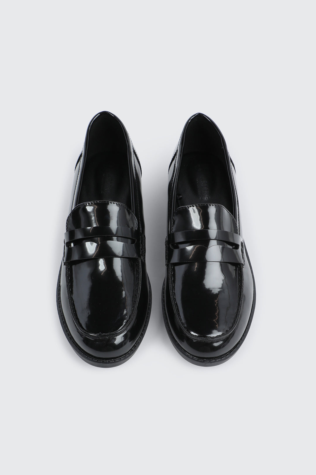 Black Faux Leather Loafers