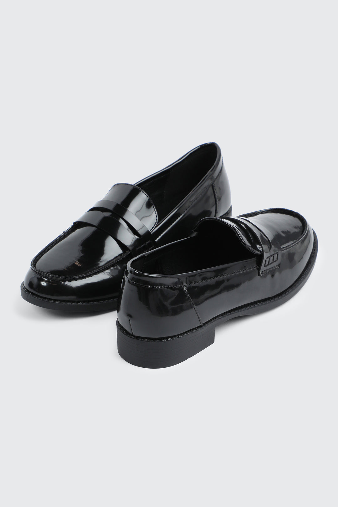 Black Faux Leather Loafers