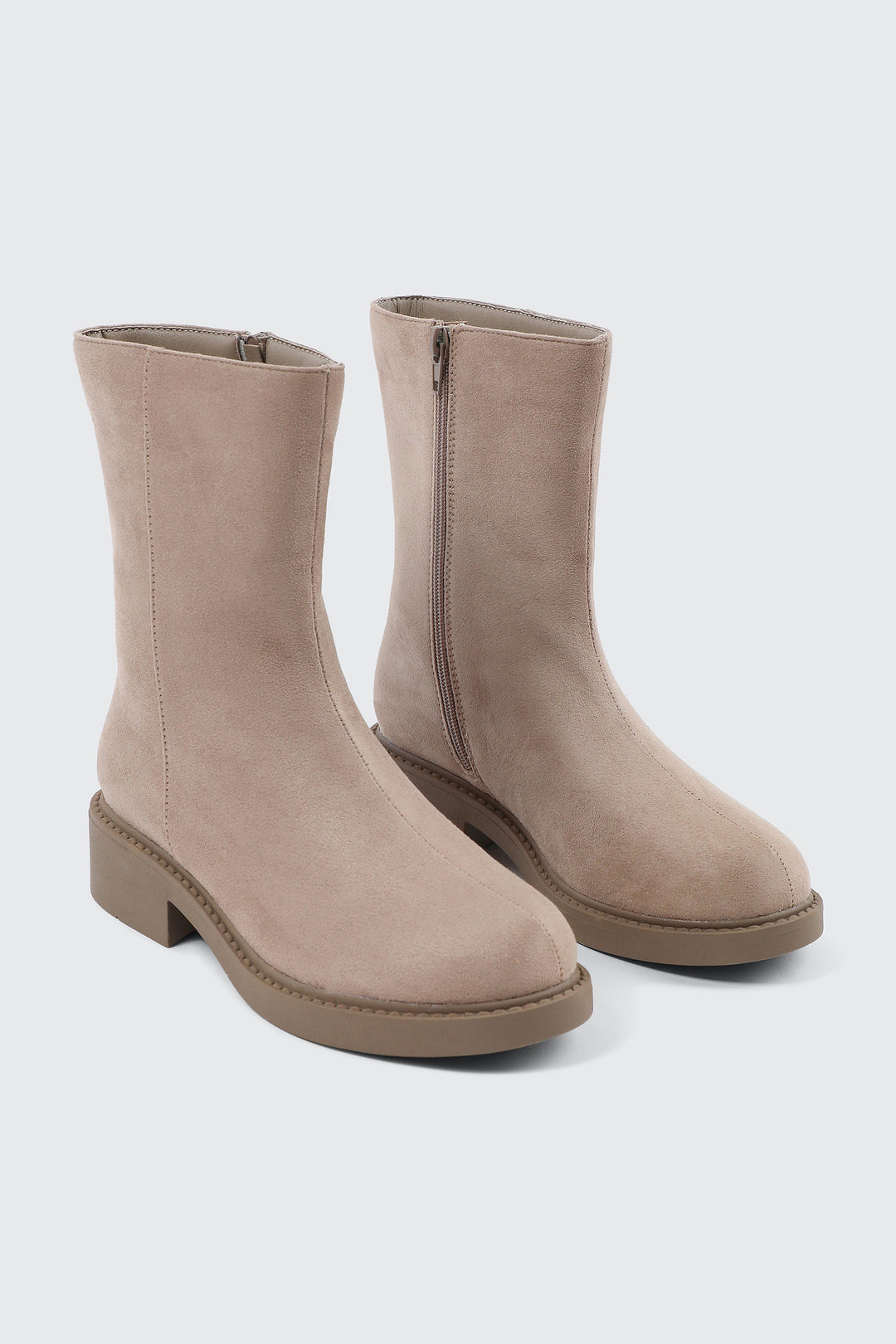 Faux Suede Mid Calf Boots