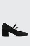 Faux Suede Block Heel Mary Janes