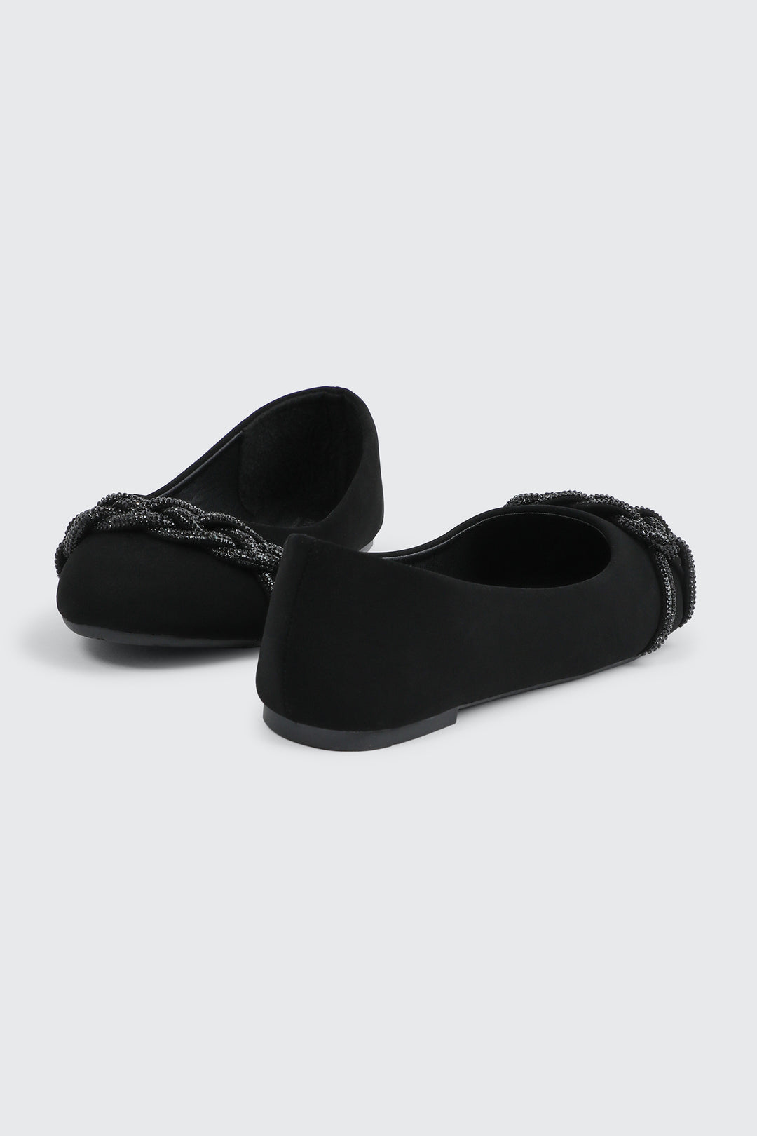 Faux Suede Ballet Flats with Braided Detail
