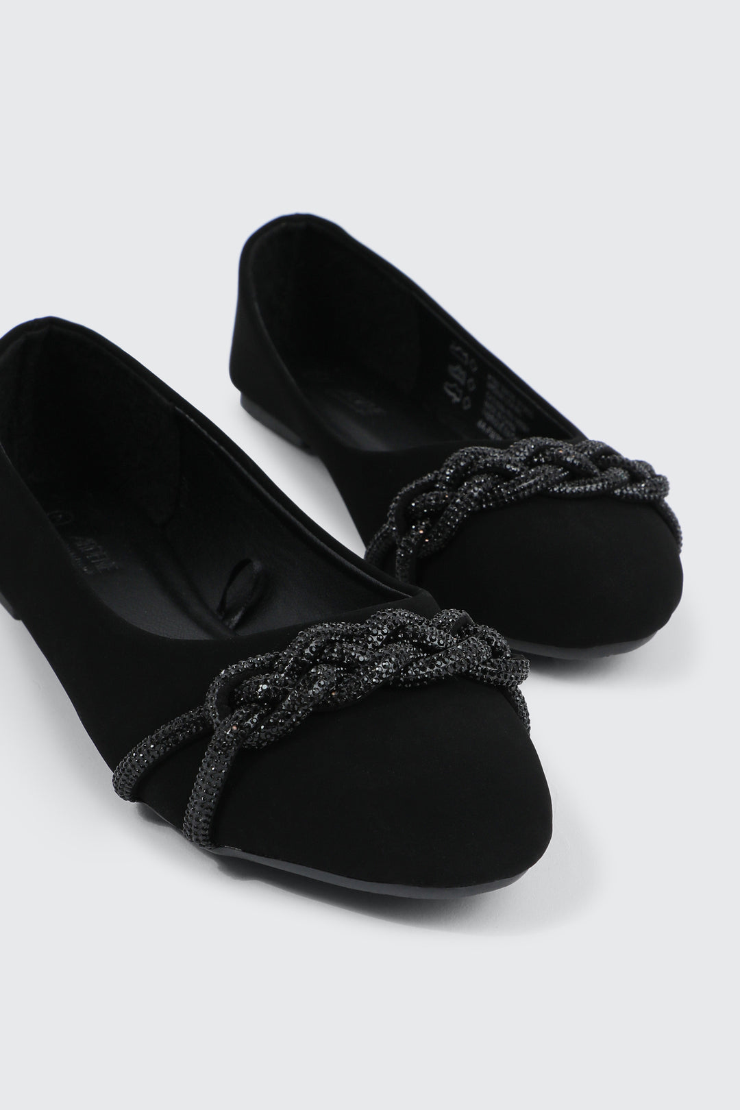 Faux Suede Ballet Flats with Braided Detail