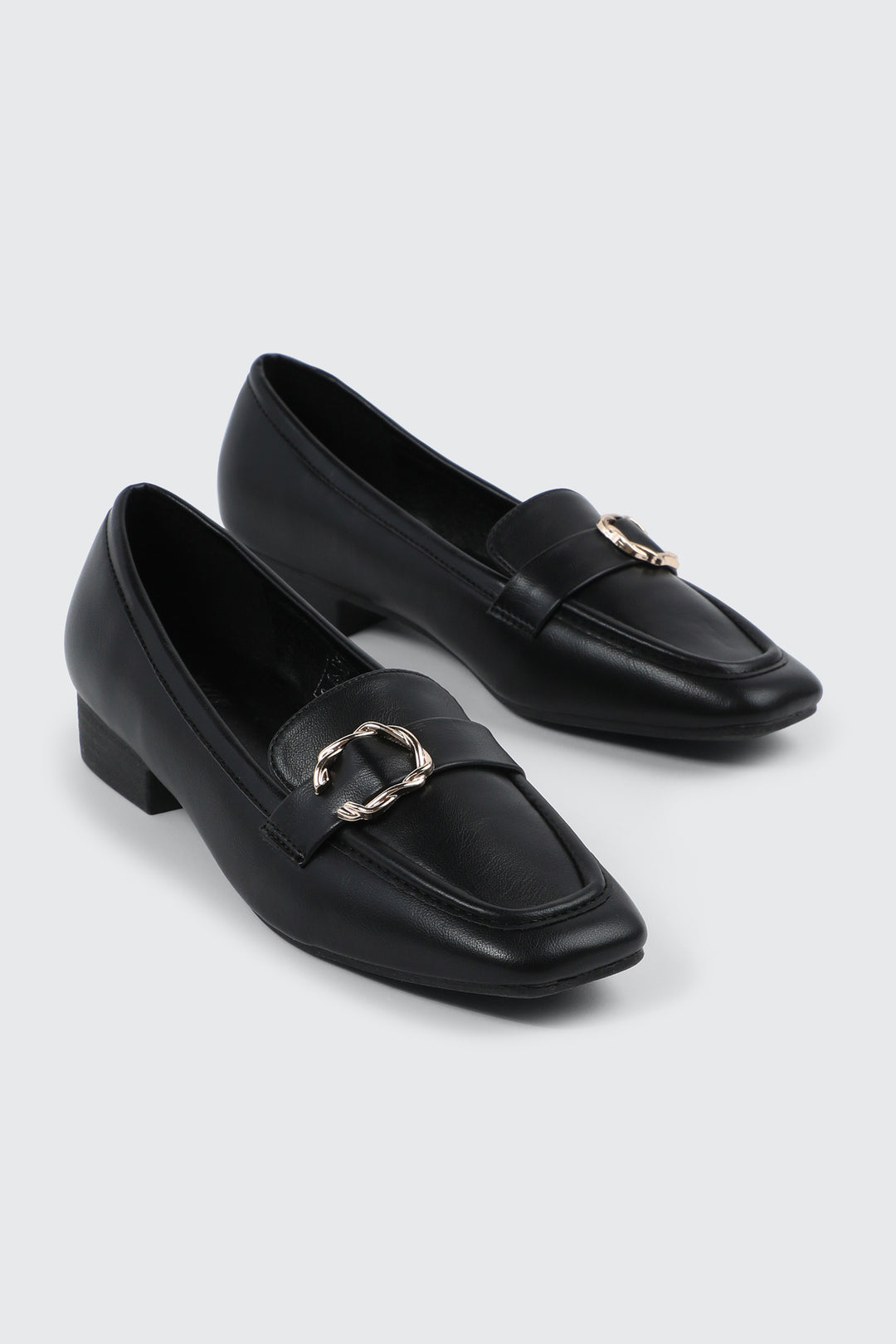 Faux Leather Square Toe Loafers
